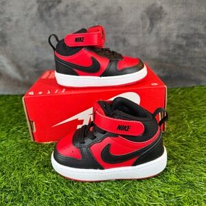 Nike Court Borough Mid 2 TDV Toddler 5C Red Black White CD7784-602 Sneaker